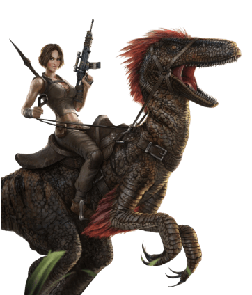Ark -Spieler, der Dinosaurier reitet