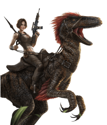 Ark player riding dinosaur